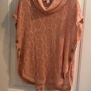 CJ Banks Coral Knit Cowl Neck Poncho